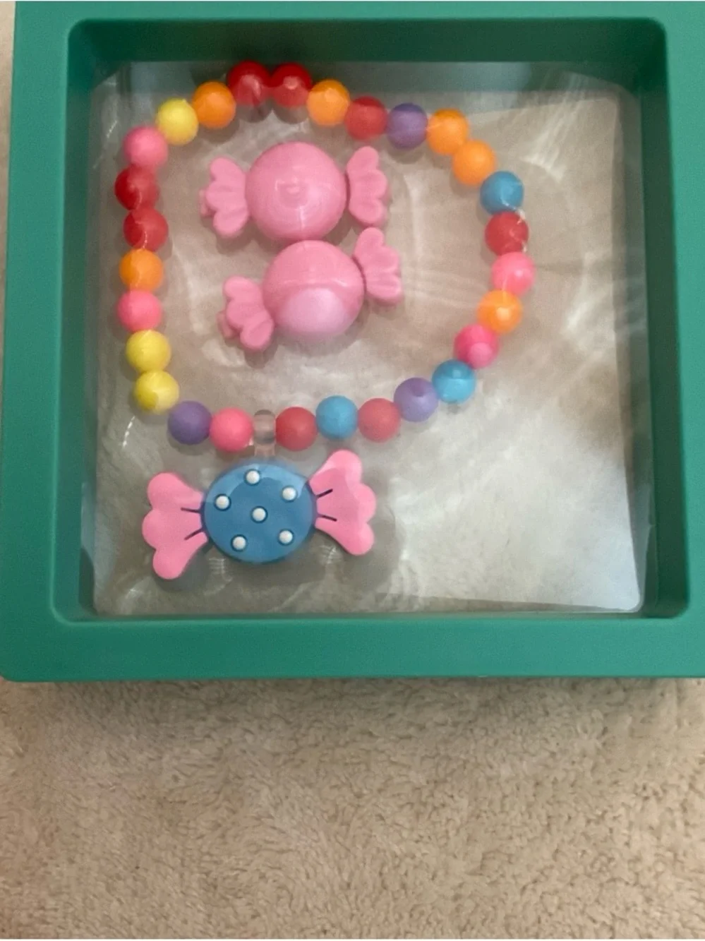 Kids Pink Candy Bead Necklace & Bracelet Set - Colorful Bead Jewelry